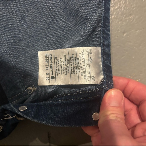 Carhartt Men’s Denim Overalls R07-DST Blue 42x32 Workwear Carpenter Bib Overalls - Picture 4 of 6